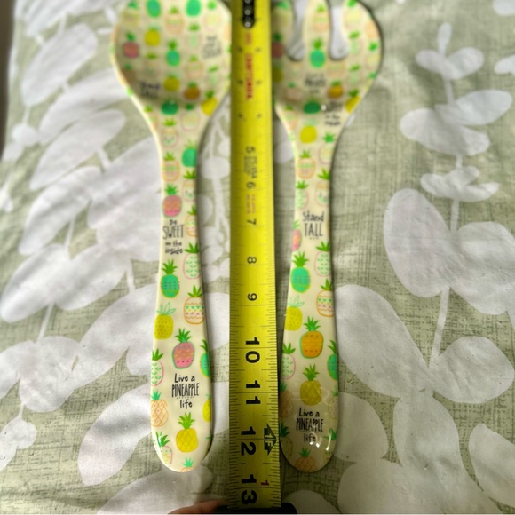 Pineapple Melamine Kitchen Large Salad Serving Spoon & Fork Decorative Set - Picture 4 of 5